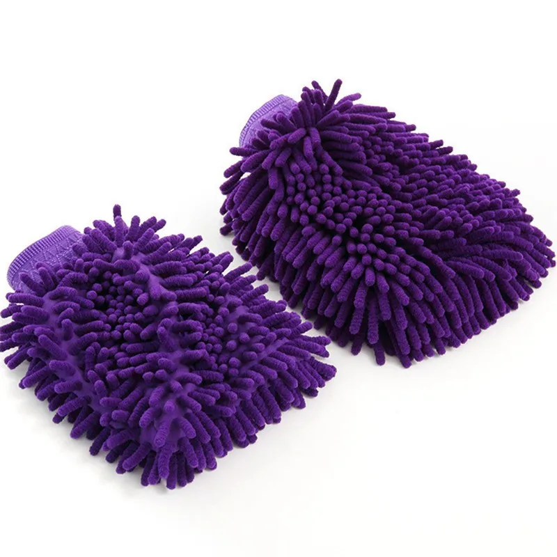 Hot sale 2 in 1 Ultrafine Fiber Chenille Microfiber Car Wash Glove Mitt Soft Mesh backing no scratch for Car Wash and Cleaning
