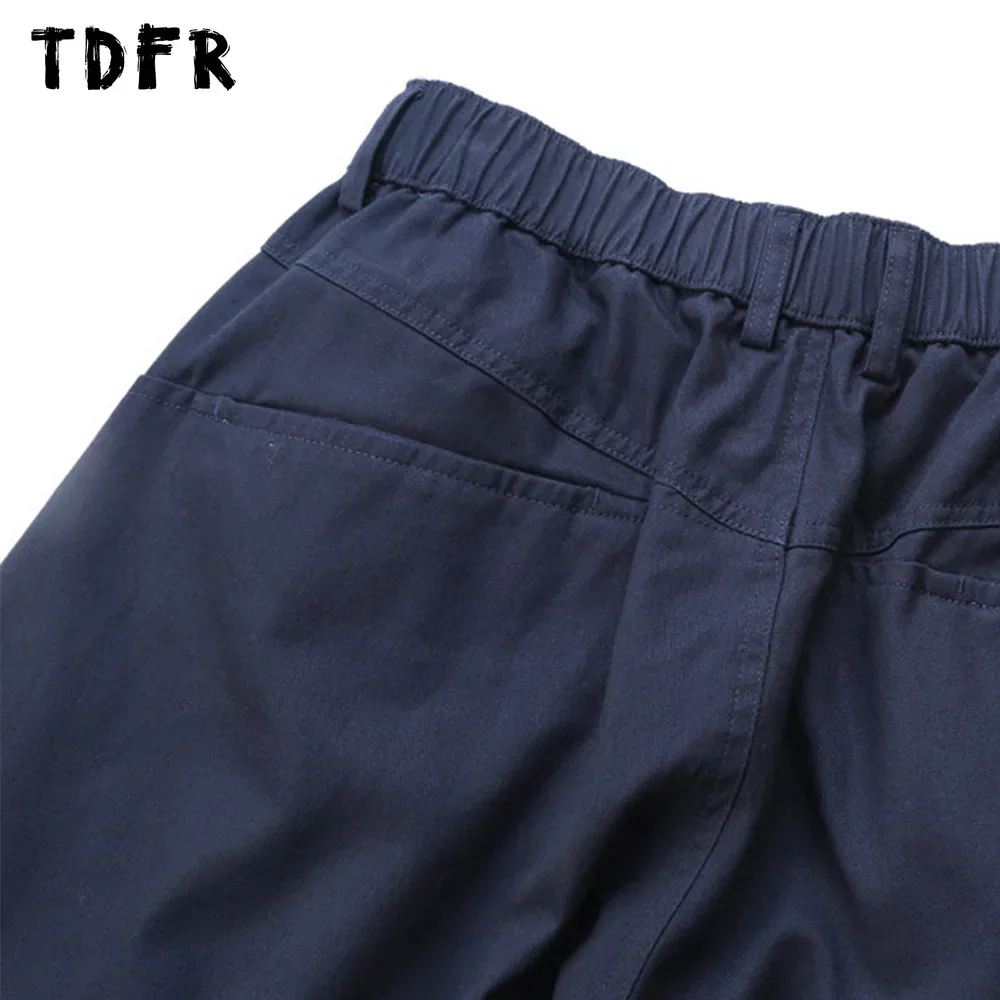 Solid Color Wide Leg Cargo Pants Mens Baggy Pleated Streetwear Elastic Waist Casual Loose Trousers Men casual pants