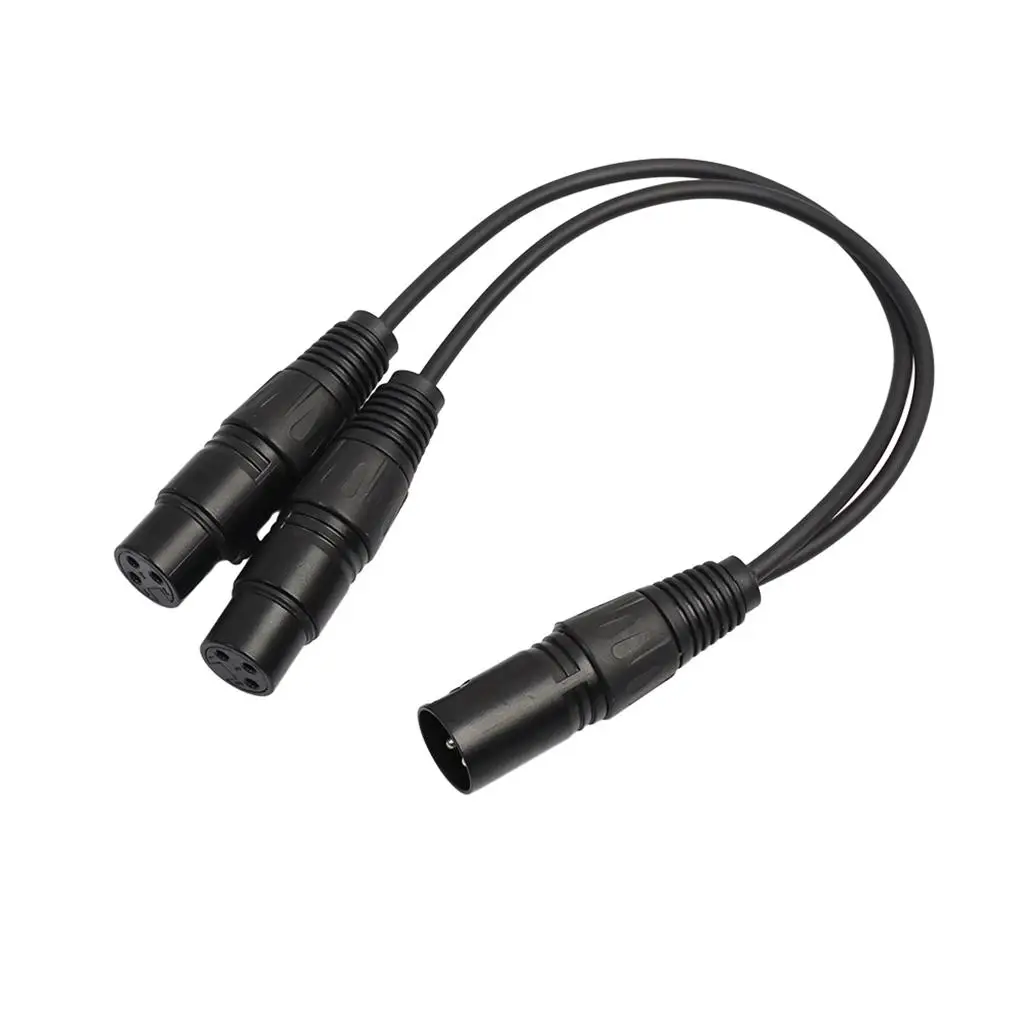 XLR Y-Splitter Cable, 3Pin Male Plug To Dual 2 Female Microphone Cable 1ft
