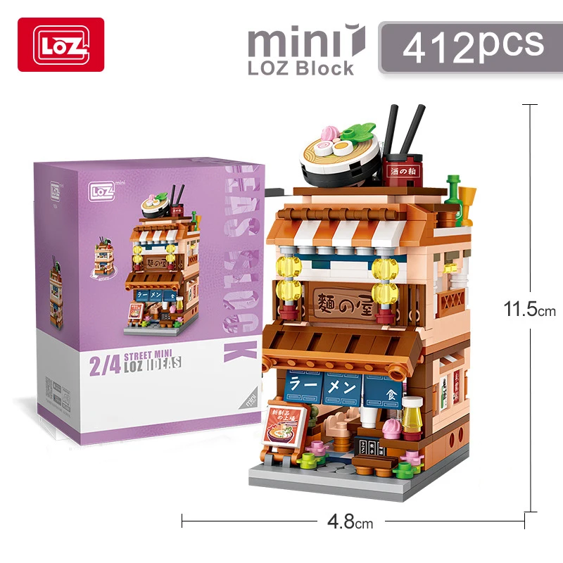 LOZ Mini Street View Series Japanese matcha shop Ramen Canteen Kimono shop Building house model Children's building blocks toys - Image 3