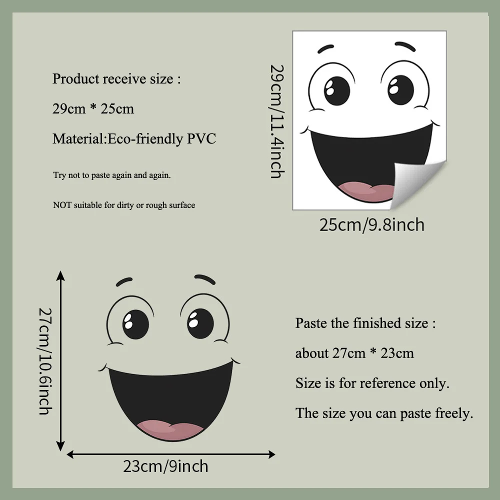 Cartoon Funny Smiling Face Wall Sticker For Bathroom Toilet Decoration Mural Living Room Cabinet Home Decor Self-adhesive Decals