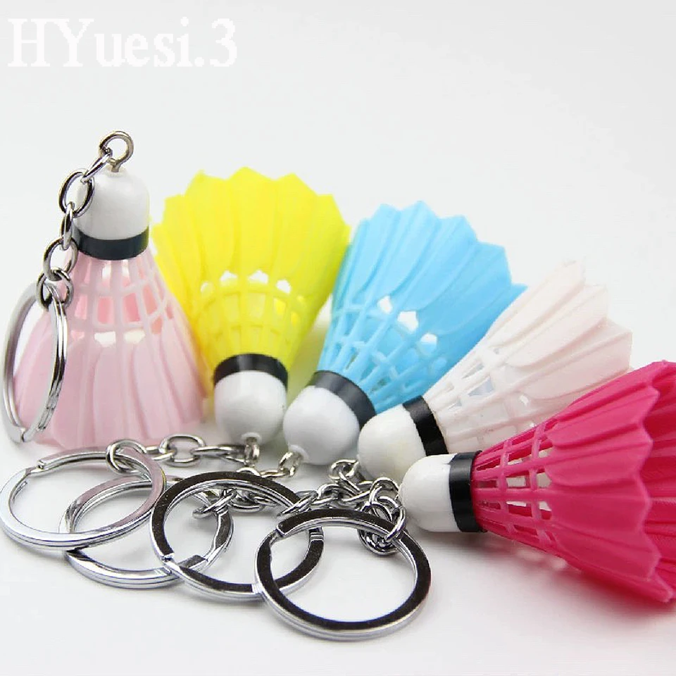UOOOM Badminton Keychain - Metal Racket & Shuttlecock Pendant, Zinc Alloy Silver Tone