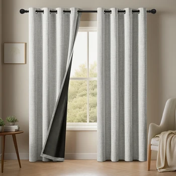 2-Piece Linen Blackout Curtain Set 1
