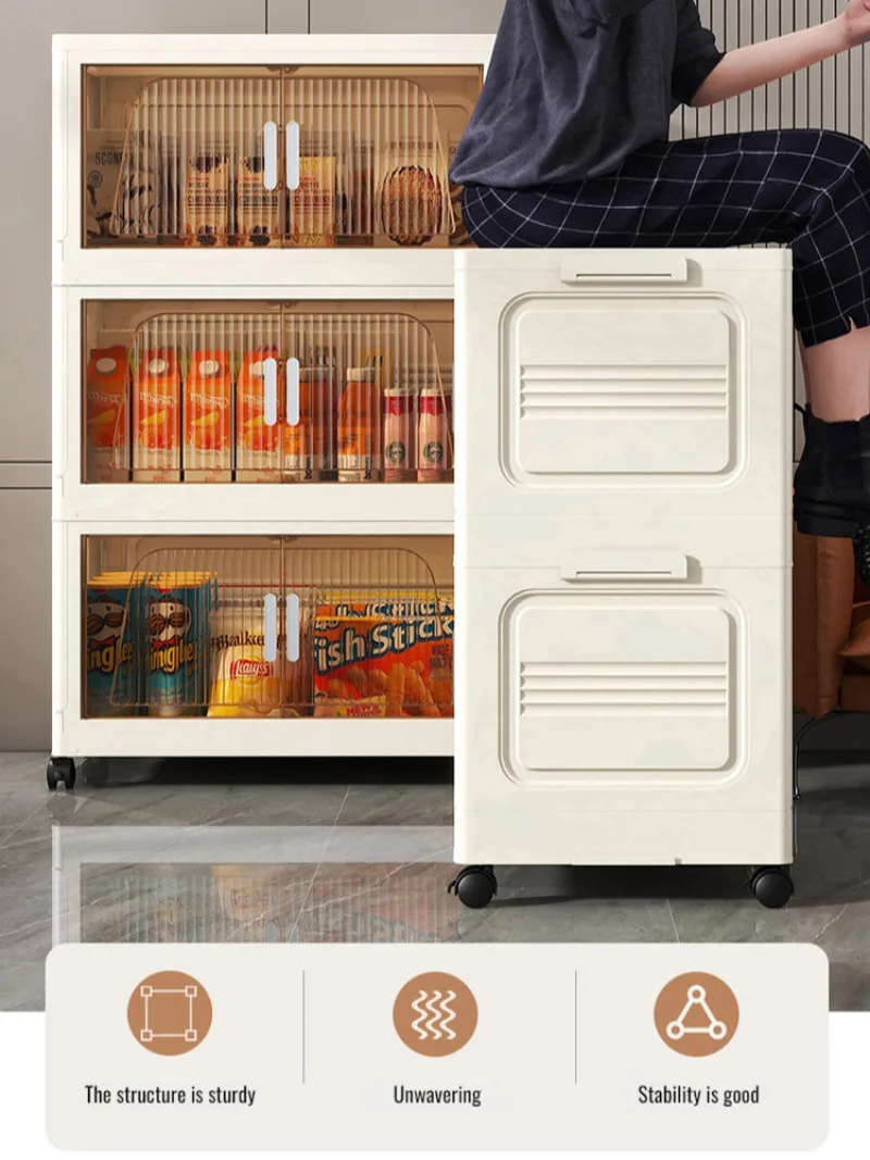 Multifunctional Foldable Storage Cabinet Children's Closet Large Capacity Space Closet Organizer Living Room Sundries Cabinet - Image 5