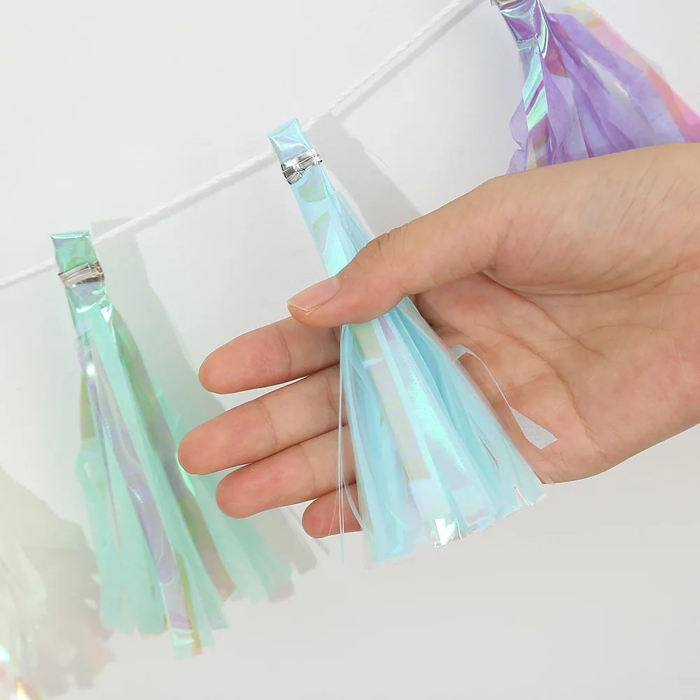 12/24 stücke Regenbogen Farbe Seidenpapier Quaste Girlande DIY Wand Hintergrund Dekor für Hochzeit Pastell Geburtstag Dekor Baby Dusche Versorgung – Detail 4