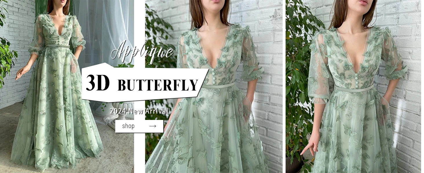 3D-Schmetterlings-Tüll-Ballkleider für Damen