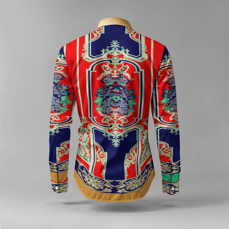 2025 Spring Summer Men Shirt Set Brand Print Fashion Printing Two Piece Set Mens Light Luxury Lightweight Party Long Sleeves_voghion.com