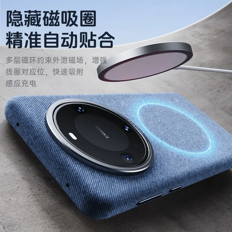 Luxury Linen Leather Magnetic Shockproof Cover with Metal Lens Protection