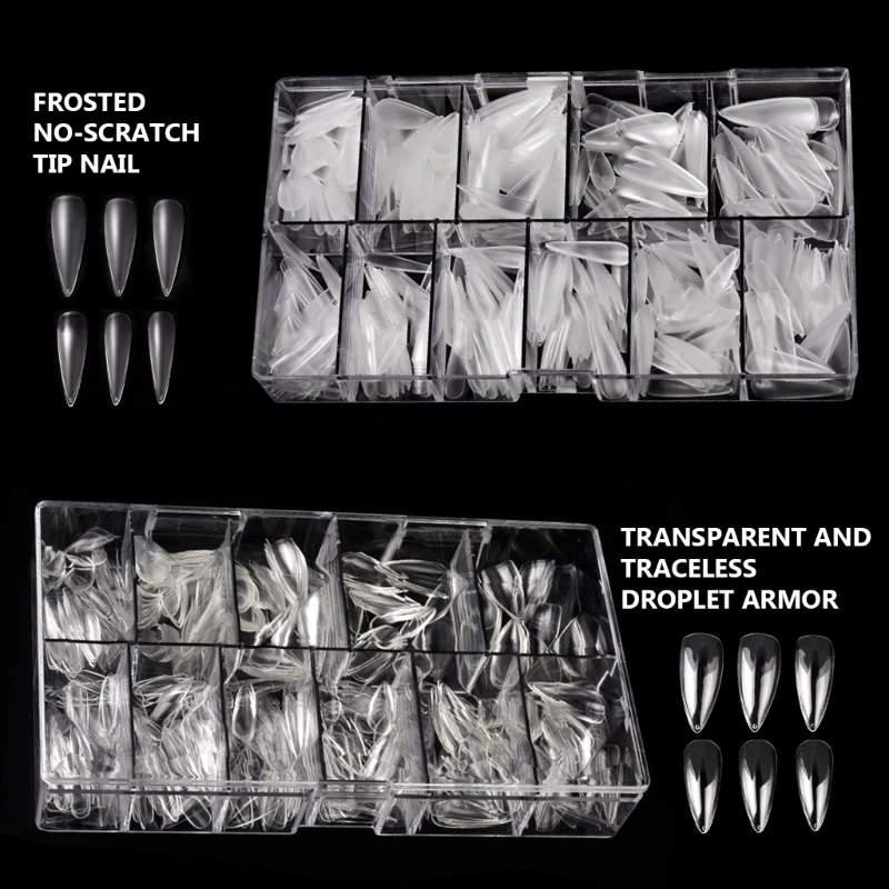 

Q1QD Almond/Stilettos Fake Tips Full Cover Acrylic False Press on Tips