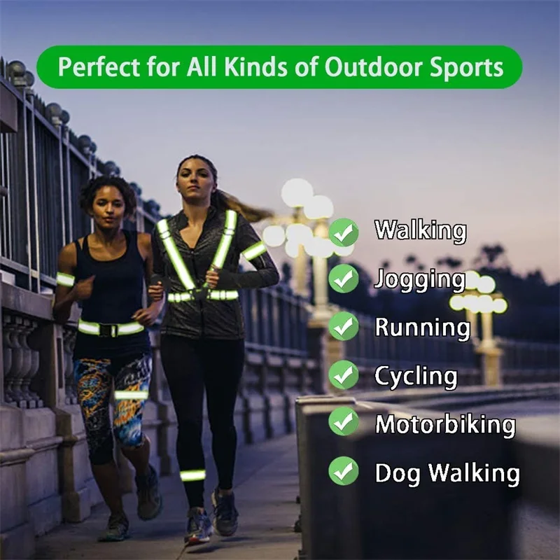 New Highlight Reflective Straps Night Running Riding Clothing Vest Adjustable Safety Vest Elastic Band For Adults and Children reflective tape reflective vest reflective waistbands wristbands