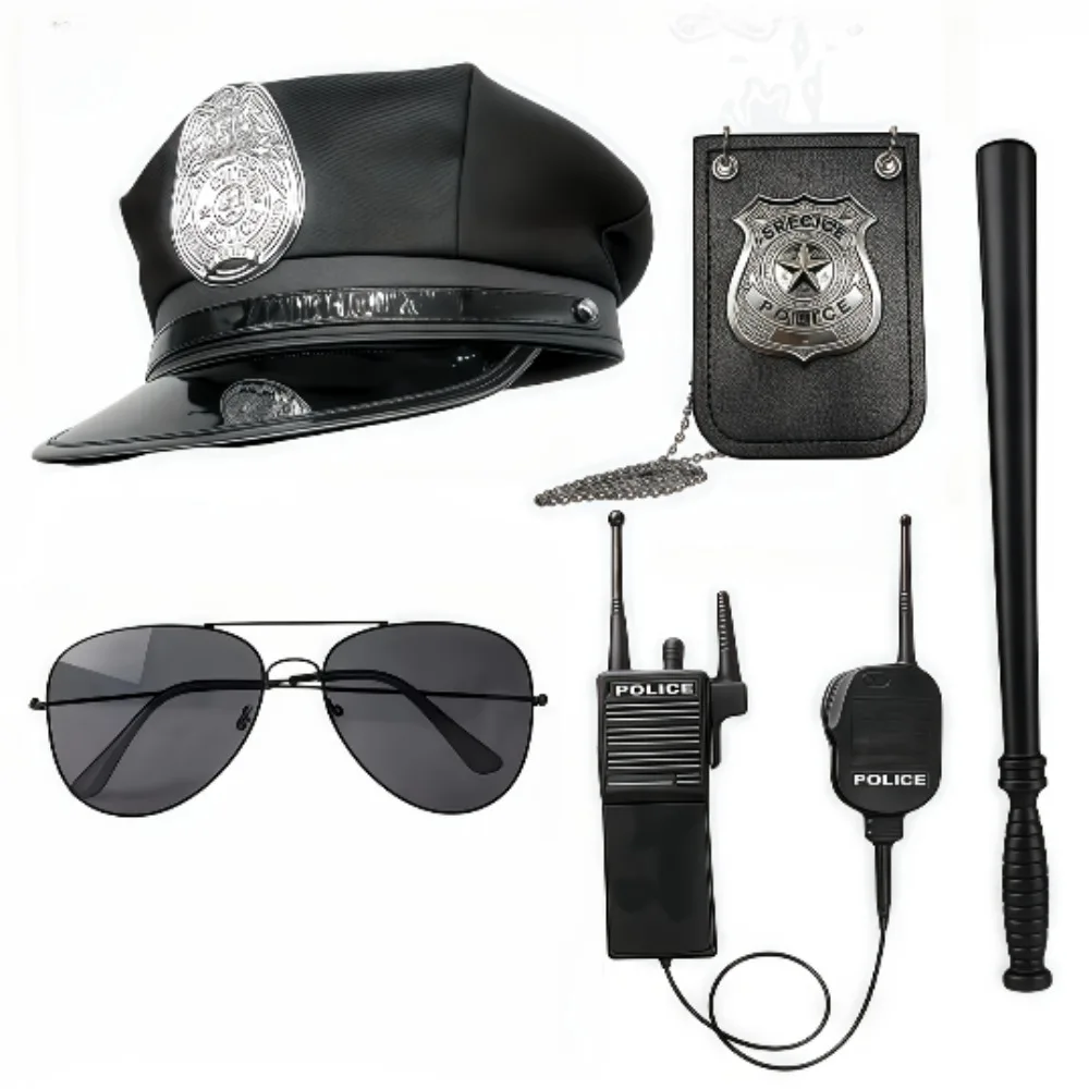 Special police party dress up sunglasses, police baton, simulation shield, special police helmet, headset and other accessories