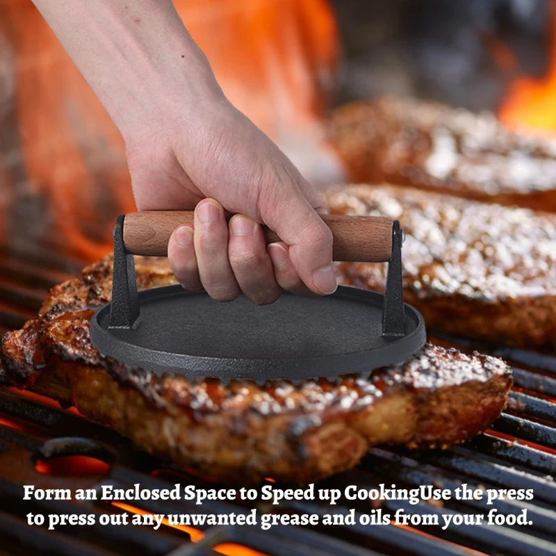 Weighted Cooking Grill Press Heavy-Duty Rectangle Steak Press With A Wooden  Handle BBQ And Cooking Accessories For Travel - AliExpress