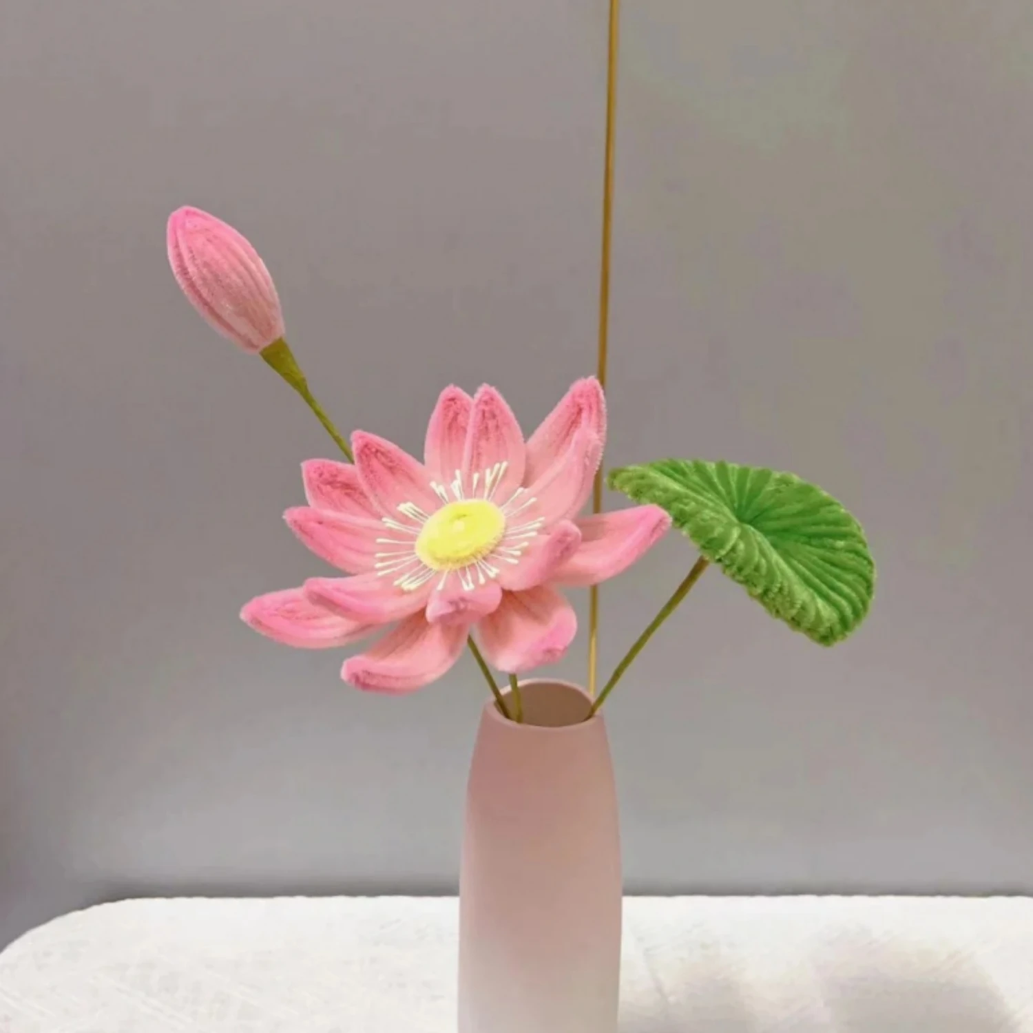300 Pink Green Yellow Pipe Cleaner With 20 Flower Stem Wire 150 Flower Core 150 Beads, DIY Lotus Handmade Material Bag