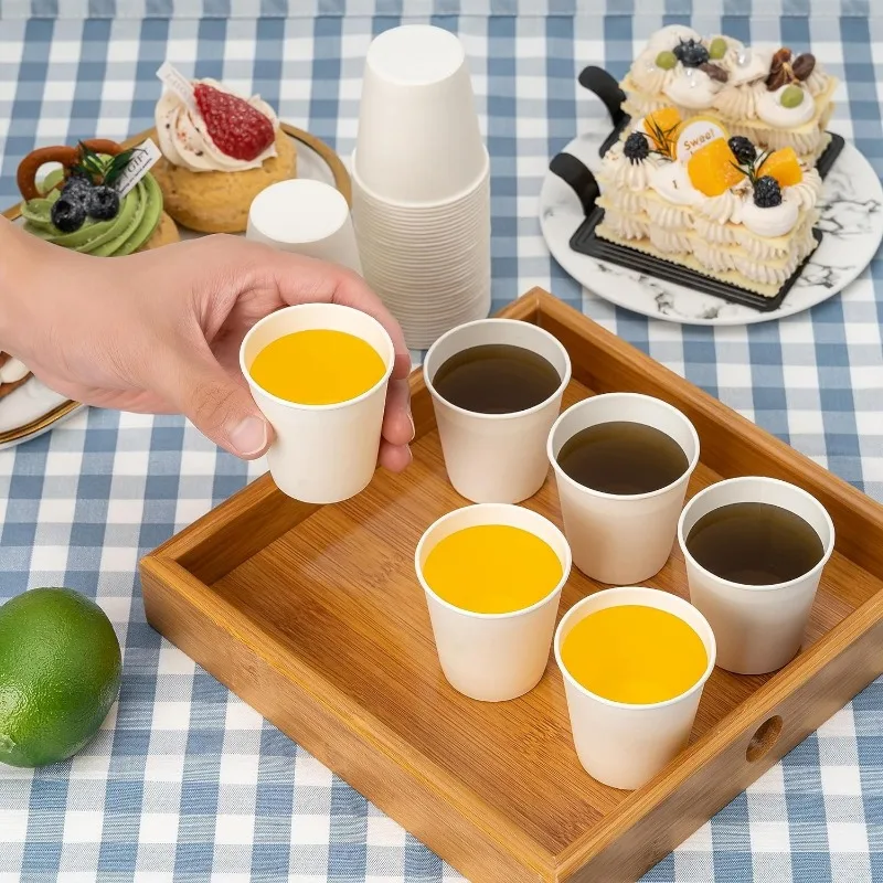 Disposable Small Paper Cups Coffee Drinks Candies Supermarket Tasting Office Restaurant Picnic Hotel Mini Mouthwash Cup 50PCS
