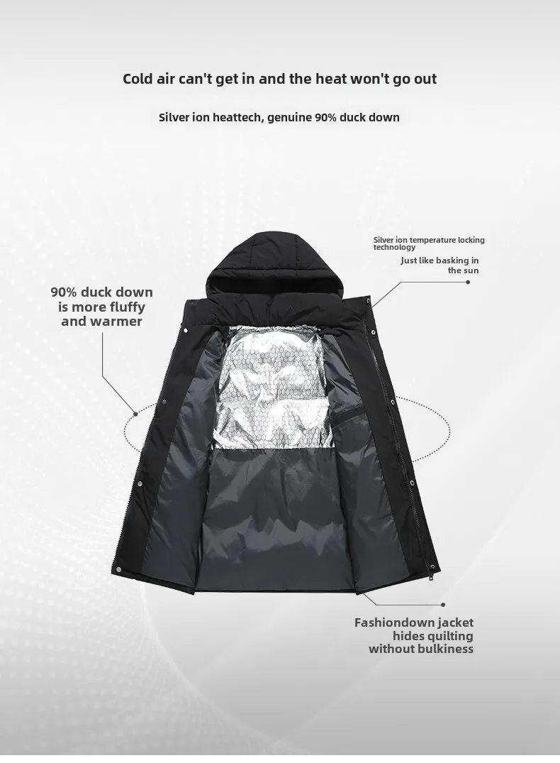 Winter 90% White Duck Down Jacket Casual Fashion Windproof Hooded Coat Outdoor Lined Graphene Warm Parker Couples Clothing 5XL