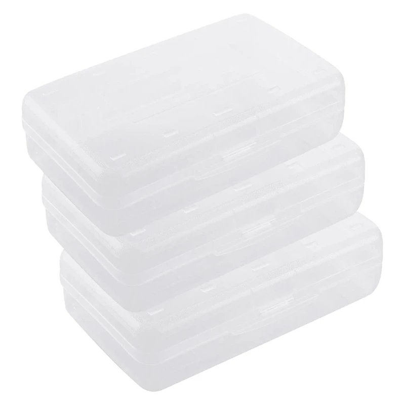 

Прозрачная пластиковая шкатулка для карандашей с крышкой и защелкой, органайзер для хранения школьных принадлежностей для детей, 3 упаковки