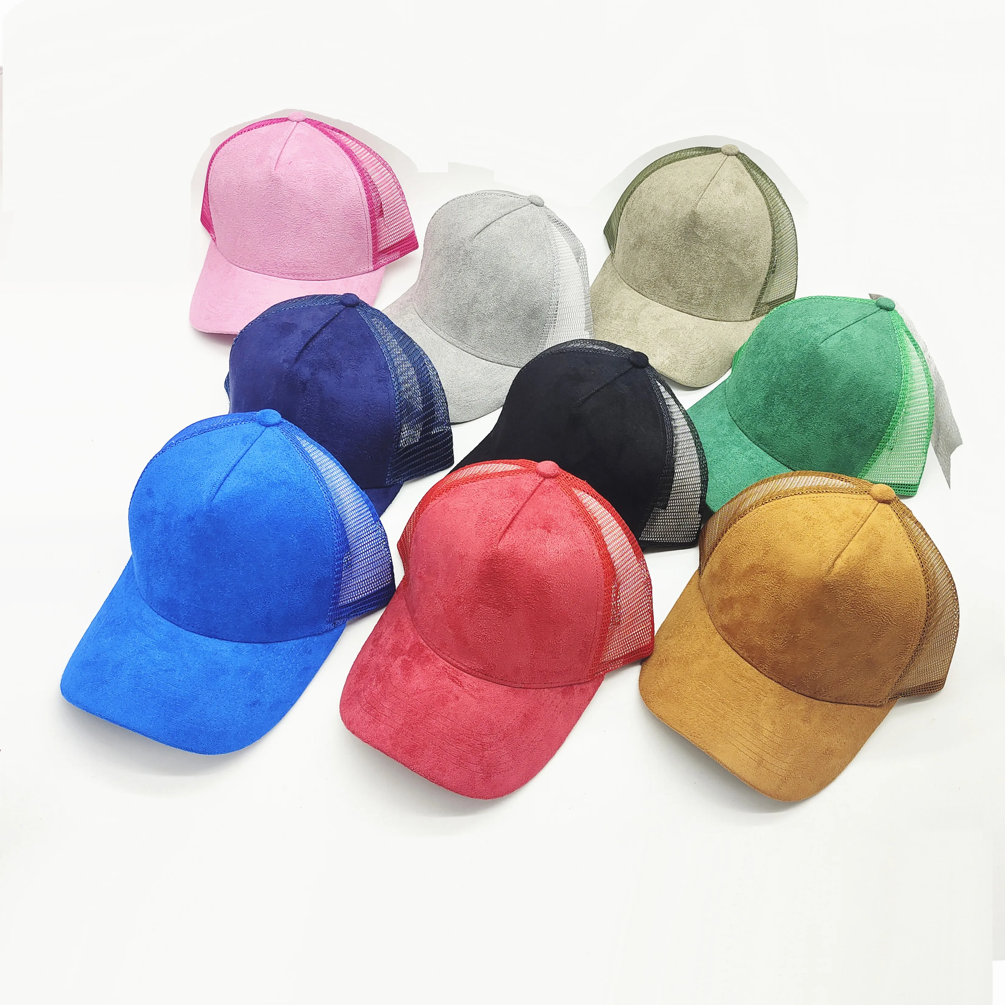 Women's trucker cap Adult men solid custom logo embroidery mesh Hat Suede leather sports baseball cap gorros 6