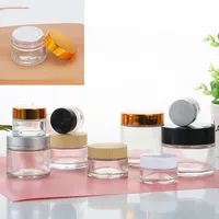 20pcs 10g-100g Empty Clear Glass Jar Straight Sided Cream Jars sliver/gold/black lid inner liner empty cosmetic container jars 1
