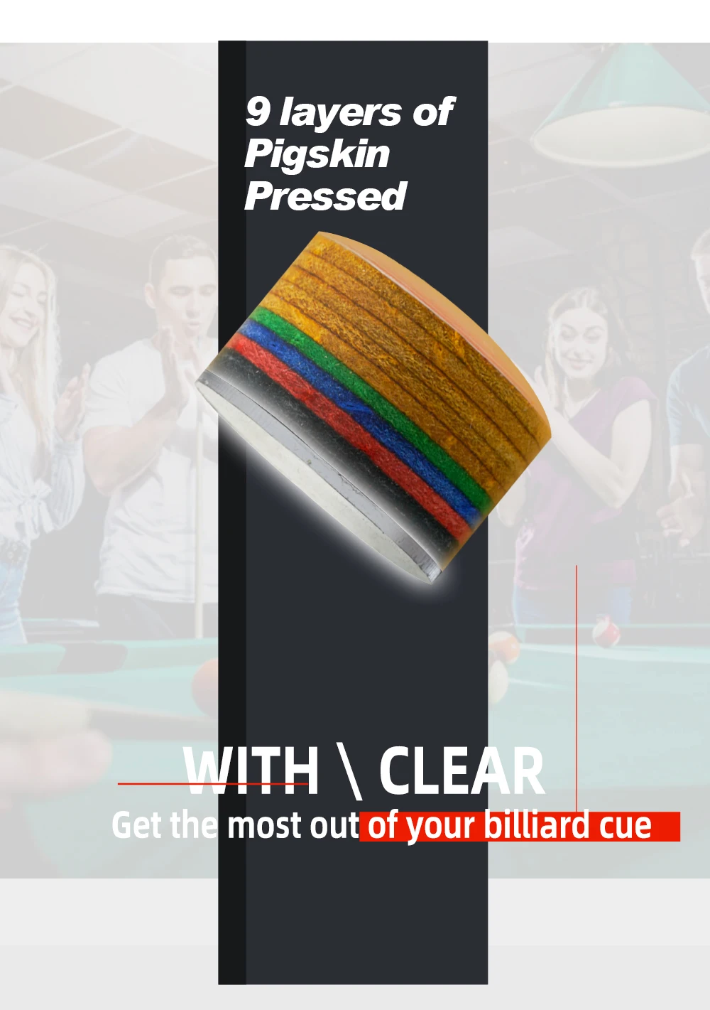Description Picture 5 of itemKONLLEN Cue Tips Rainbow Tips 11/14mm 9 Multiple-Layers Snooker Hardness S/SS/SX/M/MH/H Billiards Pool Cue Billiard Accessories