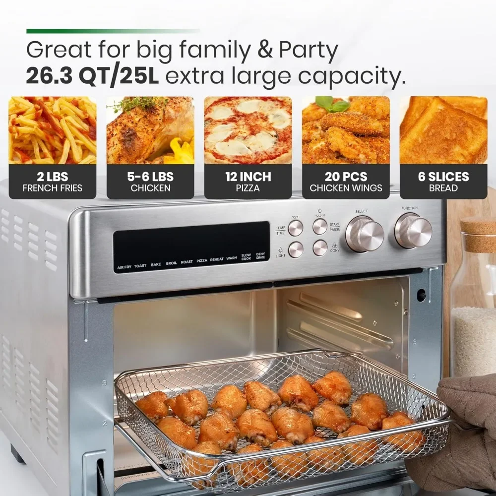Extra Large Countertop Convection Oven 10-in-1 Combo, 6-Slice Toast, Enamel Baking Pan 6