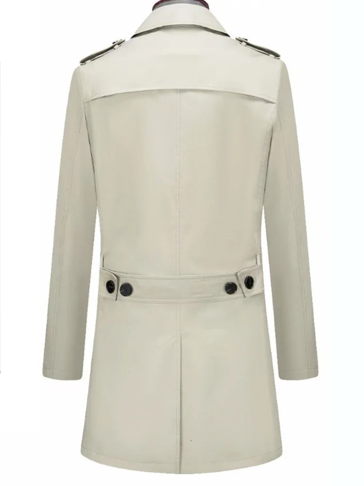 Luxury Cotton Trench Coat Men Spring Summer Trench Coats Jackets For Men Fashion Beige Long Coat Men Mens Jacket
