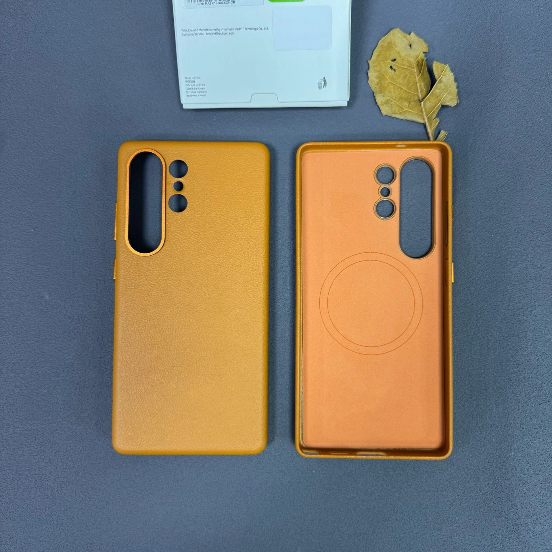 Premium Minimalist Leather Magnetic Phone Case with Wireless Charging and Shockproof Protection