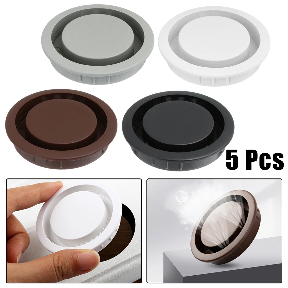 Air Vent Grille 5PCS/Lot Stainless Steel Air Vent Grille Cover Black White Wardrobe Cabinet Mesh Hole Ventilation 50mm