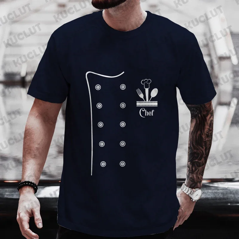 Funny Chef T Shirt Men Short Sleeve Cook Chef Tshirt Fashion