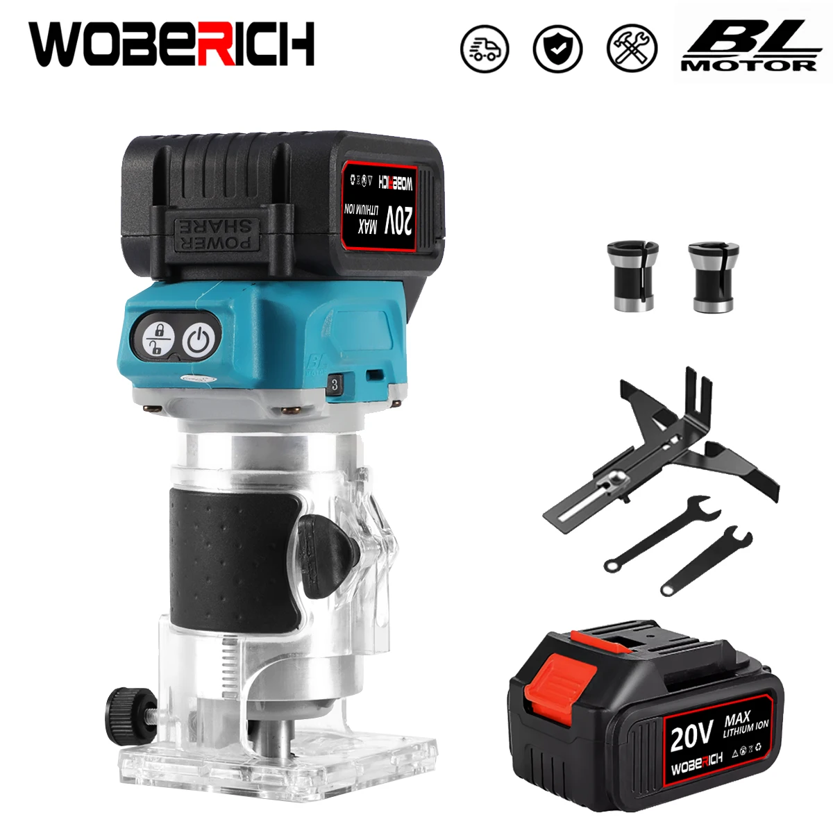 Accu bovenfrees voor Dewalt 20 V accu, 800 W bovenfrees, trimmer, eenhandfrees, borstelloze motor, elektrische handsnijder, houtlaminator, palmrouter