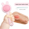 Teether Rattle Toy for 18M+, Food Grade Silicone Rabbit Bear Animals Toy, Sensory Toys for Toddlers, Travel Toys for Babies 5