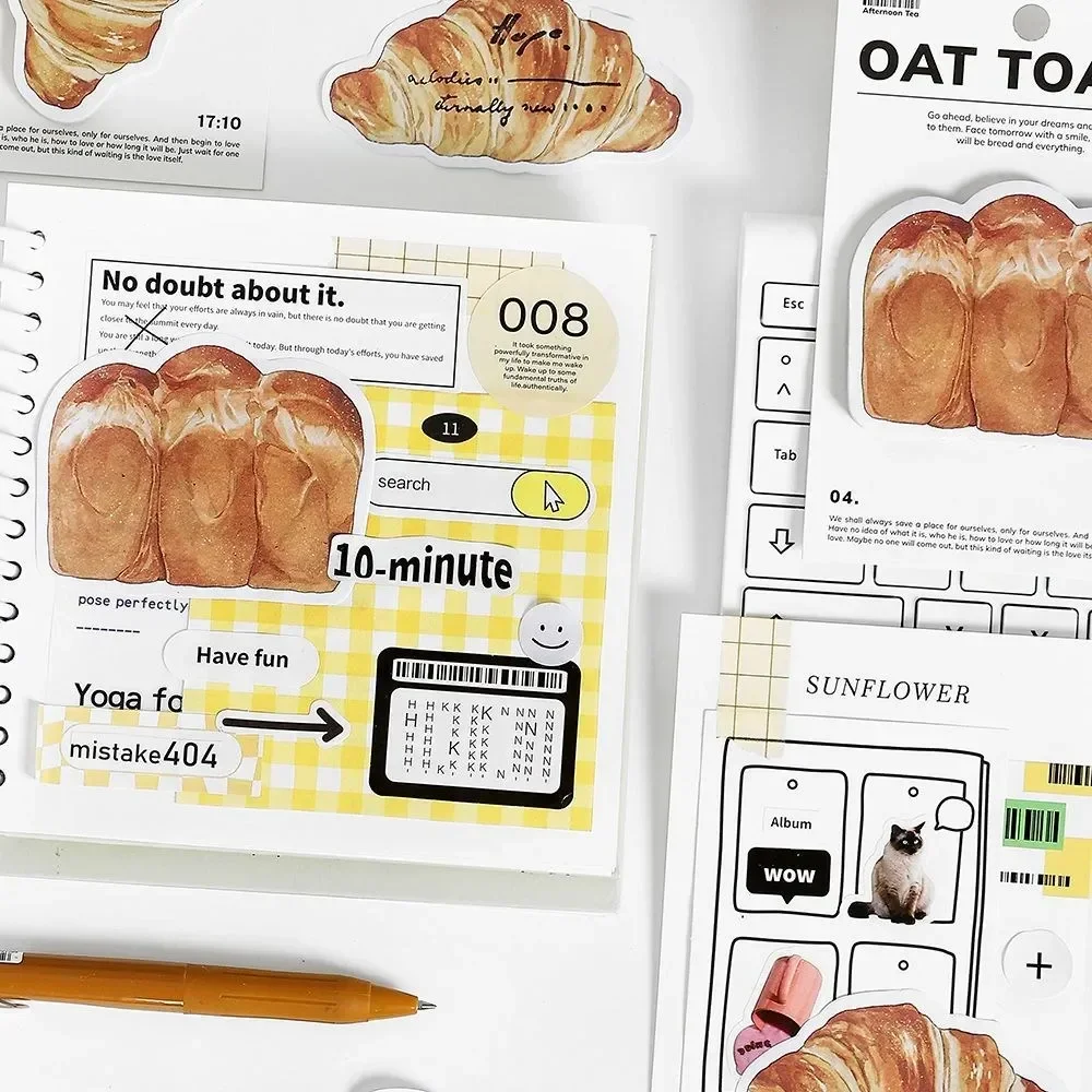 30 Pcs Cartoon Sticky Notes Kawaii bread toast coffee Memo Pads Sticker Student Gifts Stationery School Office Supplies 4