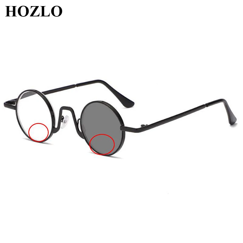 

Men Retro Metal Round Photochromic Bifocal Reading Sunglasses Women Look Near Far Longsighted Hyperopia Spectacles Dark Glasses