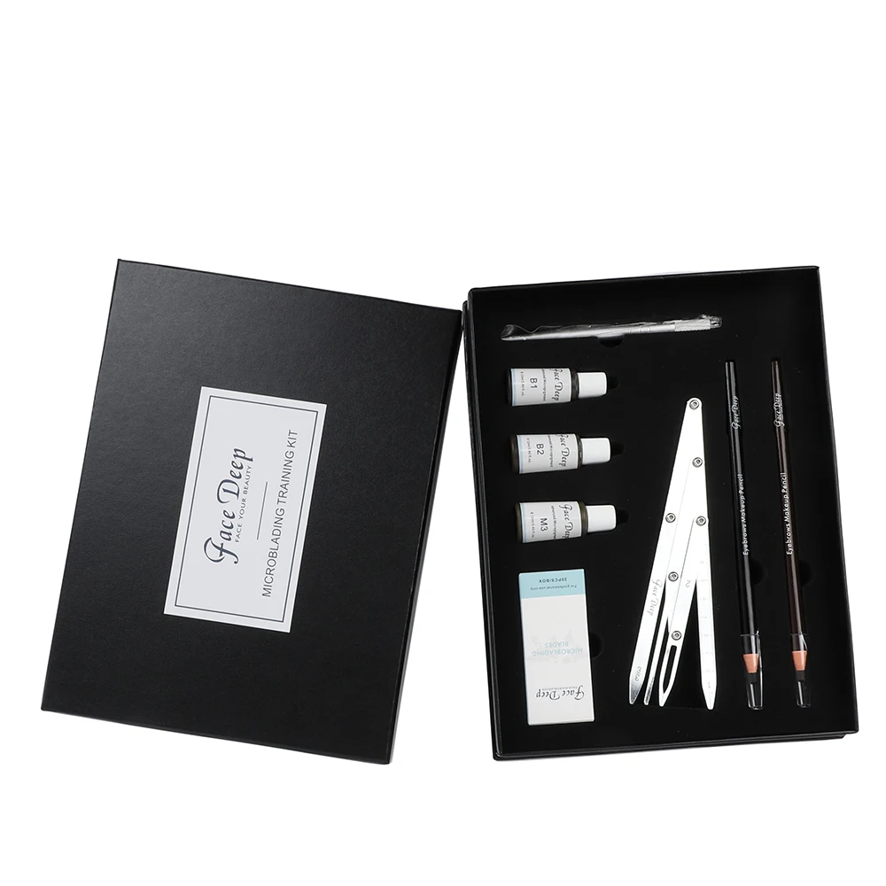 

Private Label PMU Training Kit With Eyebrow Pencil Pigment Microblading Pen Eyebrows Calipers Microblading Kit For Academy