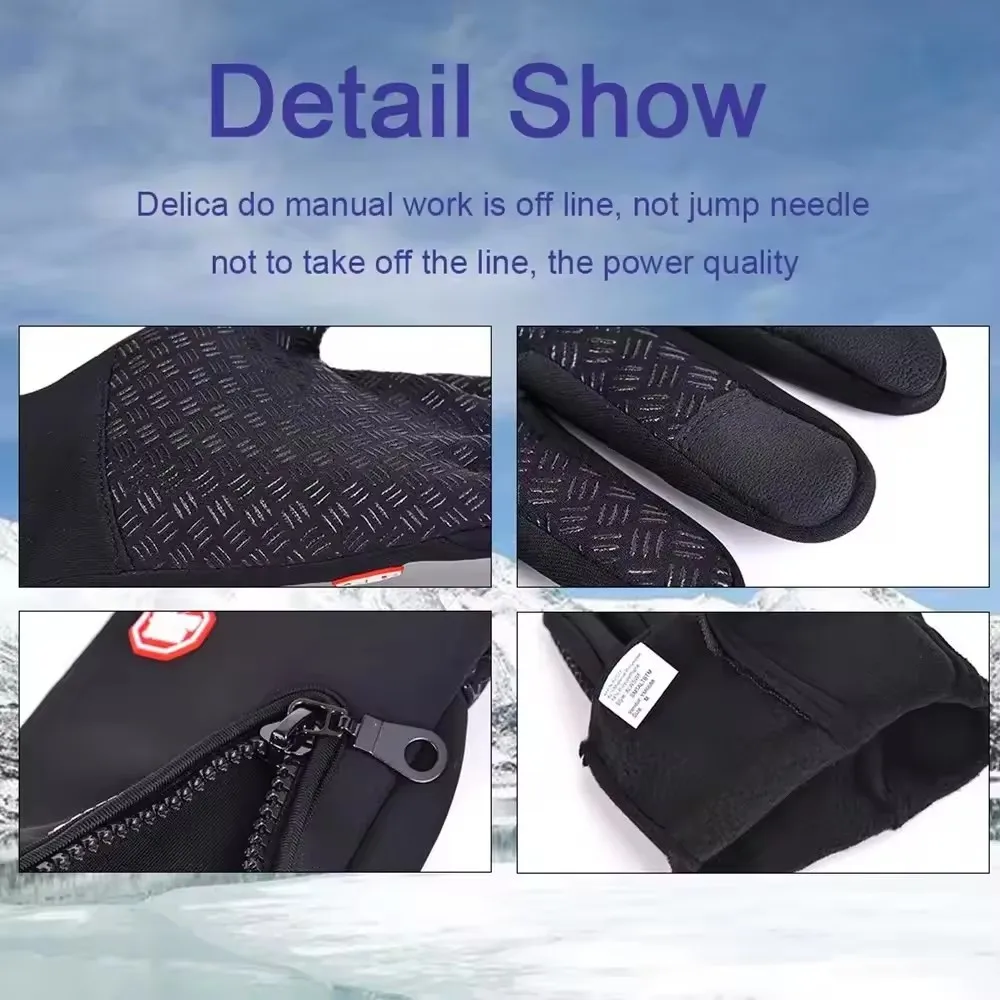 Warm Winter Motorcycle Gloves for Men And Women Waterproof Thermal Touchscreen Compatible Anti-slip Biker Gym Cycling Gloves 3