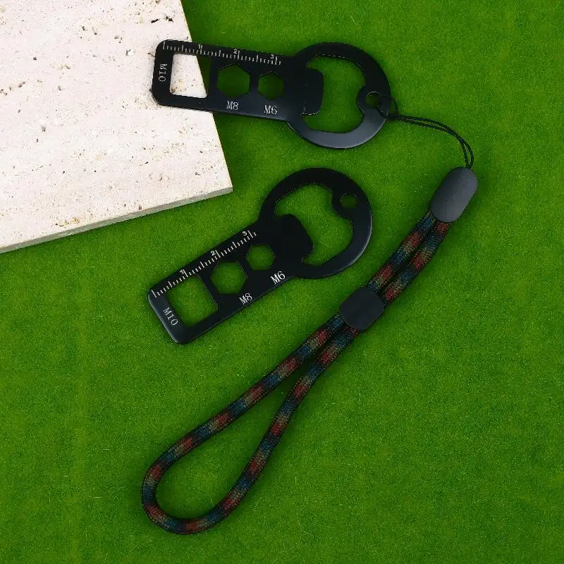 Versatile Stainless Steel Keychain Multi-Tool with Bottle Opener, Hex Wrench, Ruler, and Seat Belt Buckle