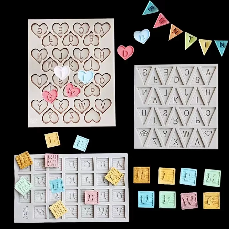 Cute Font Alphanumeric Silicone Mold Baby Birthday Candy Brand Word Card Numbers Letters Silicone 3D Fondant Mold Cake Decor cake mold cake decorating tools cake baking tools cake making tools