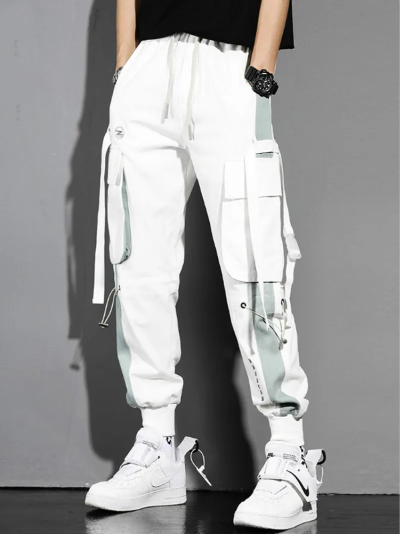 Prowow Men Multi Pockets Cargo Harem Pants Hip Hop Casual Male Track Pants Joggers Trousers