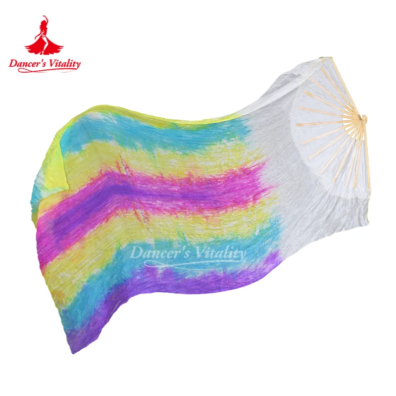 ベリーダンス用の純粋なシルクファン100%,長さ180cm,色付き,卸売