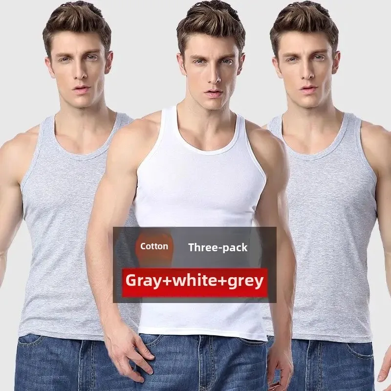 Vest [Cotton three pieces] Gray White Gray