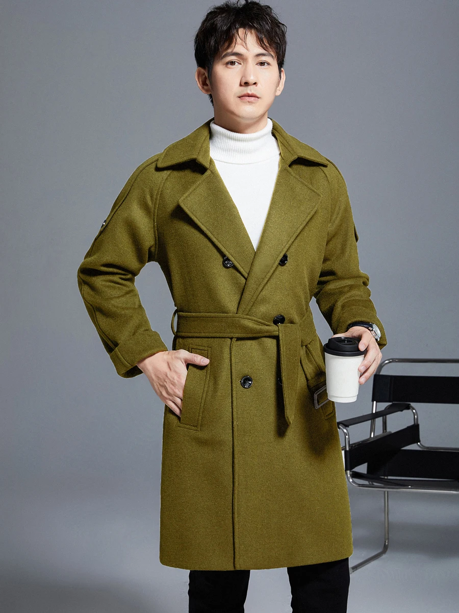

New Autumn Man Winter Wool Long Coats Clothes For Men Casual Fashion Overcoat Double Breasted Woolen Jackets For Male Outerwear
