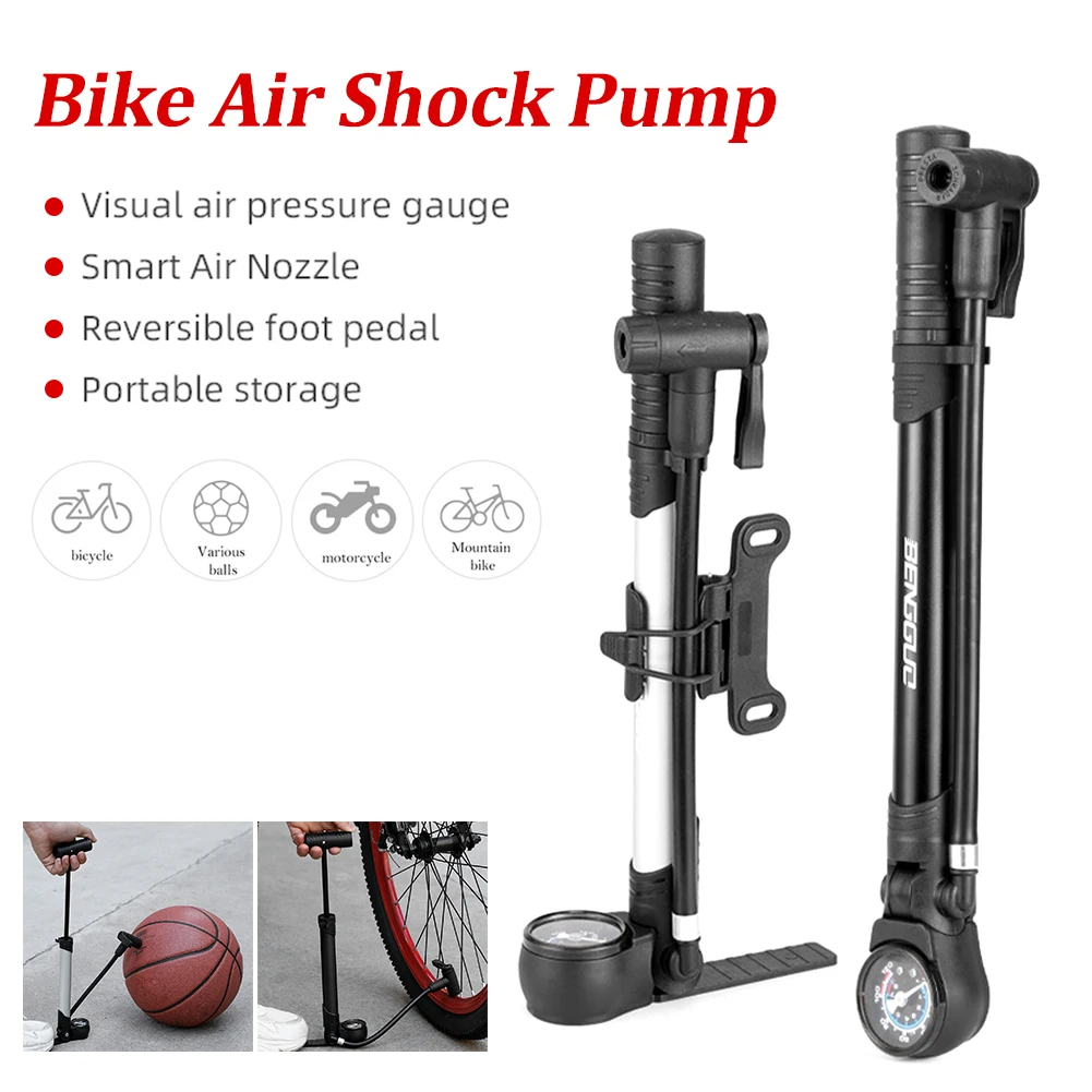 

1PC 120PSI MTB Bike Pump Foldable High-Pressure Inflator With Gauge Manual Floor Bicycle Pump For Presta Schrader Road Bike Tool