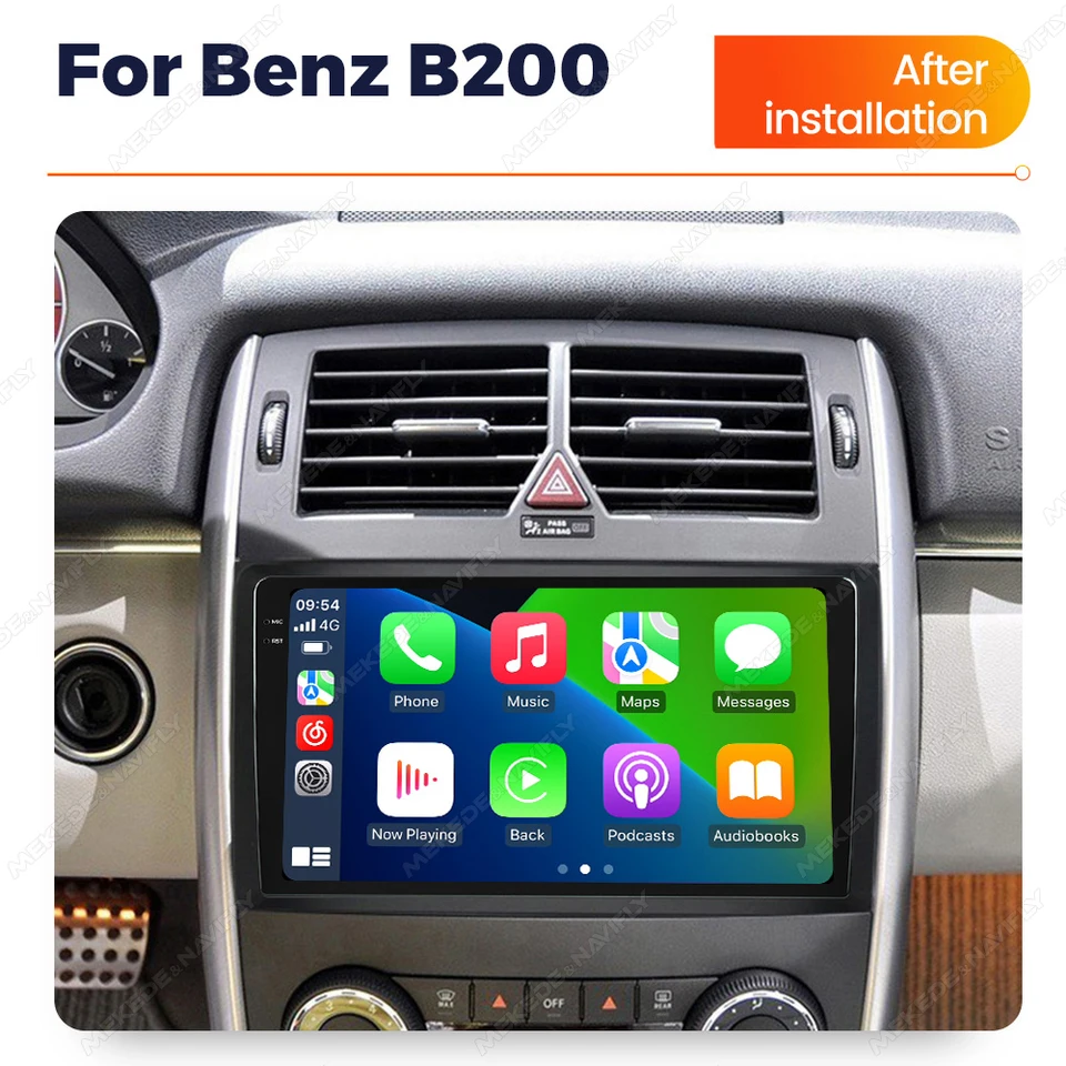 8 CORE 4G+64G Autoradio Android 15 per Mercedes Benz B200 A B Classe W169 A160 A180 A200 A220 2009-2012, 9 IPS Touchscreen Radio Carplay Android Auto senza Fili GPS Wi-Fi Bluetooth FM