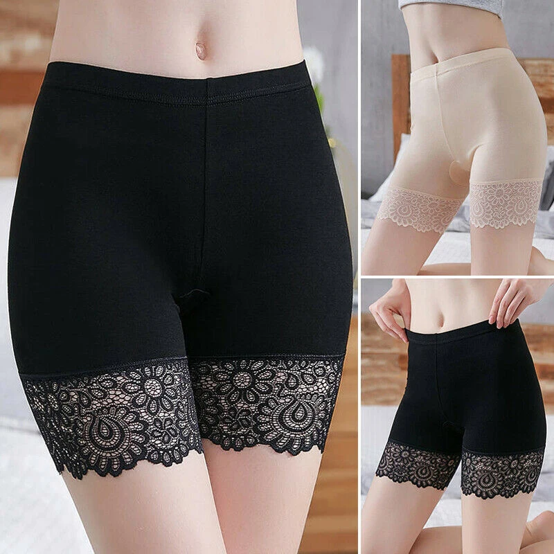 

Summer Female Shorts Under Skirt Sexy Lace Anti Chafing Thigh Safety Shorts Ladies Pants Underwear Large Size Safety Pants Wome