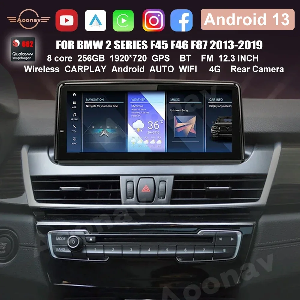 

Автомобильный радиоприемник на Android 13 для BMW 2 серии F45 F46 F87 2013-2019 NBT EVO ID8 Carplay Wi-Fi стерео Мультимедийный Плеер Carplay 12,3 дюйма