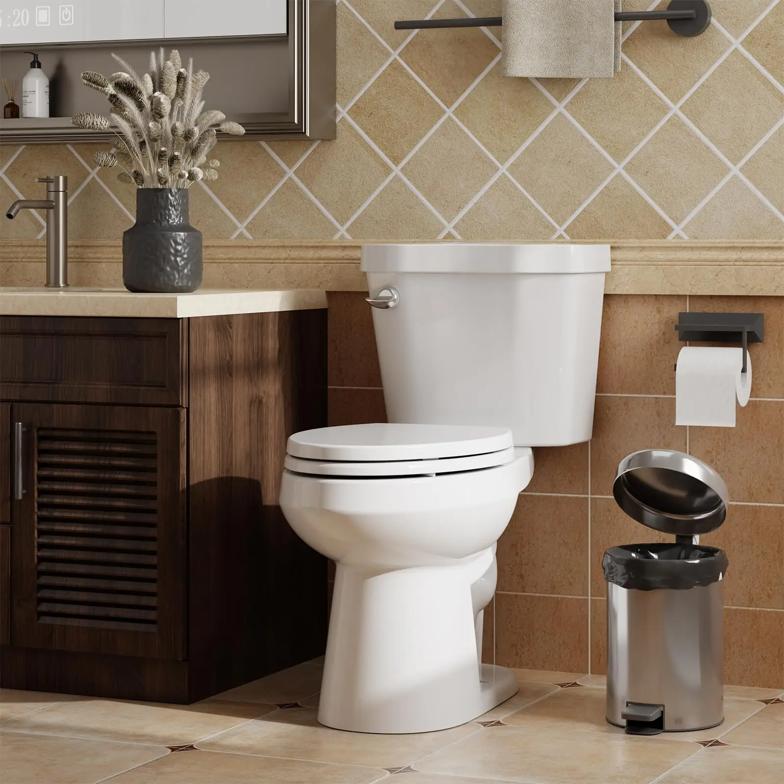 Toilet Seat Elongated Toilet Seat Quick-Release Structure Quick-Attach Hardware & Full Flat with Grip-Tight Bumpers