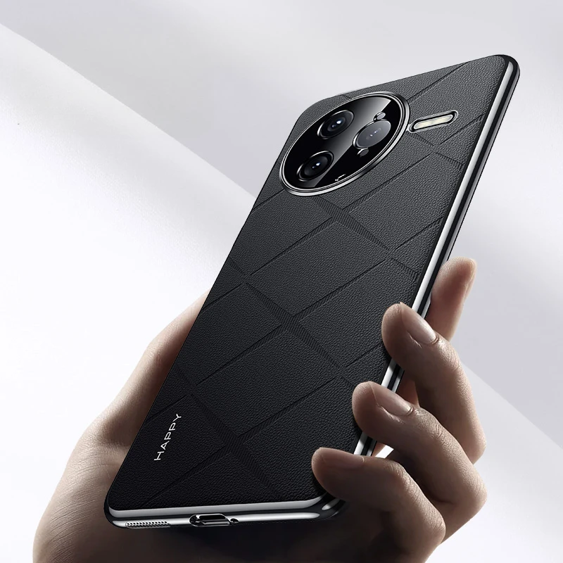 Luxury Leather Phone Case with Plating Camera Lens Protection
