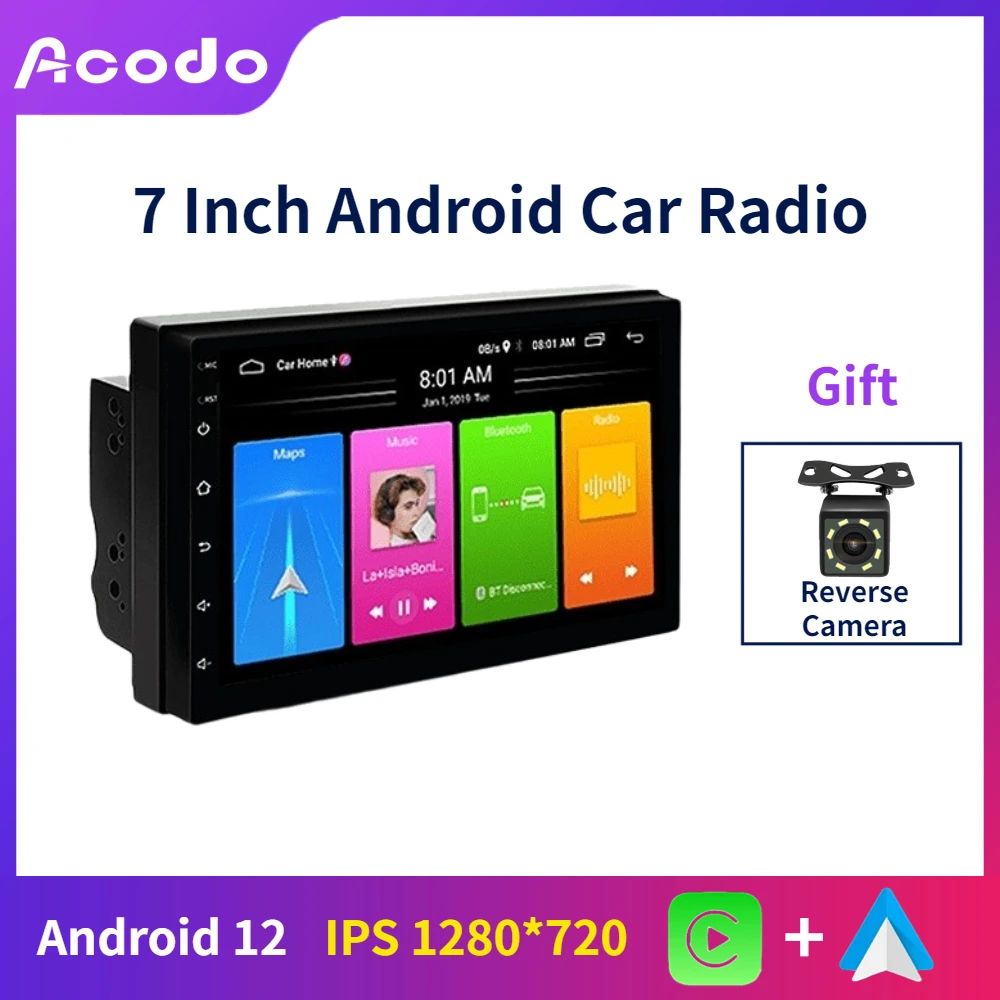 

Acodo Carplay Android Car Radio 7 Inch 2 Din Head Unit for Toyota Nissan Honda Ford Navigation Wifi Bluetooth Mirror Link