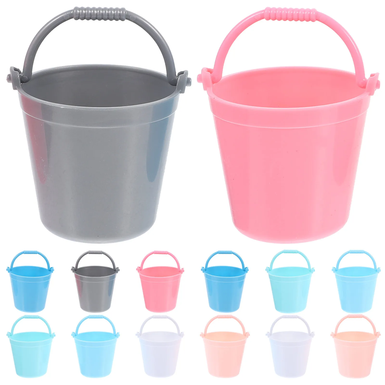 14Pcs 청소 도구 버킷 어린이를위한 미니어처 버킷 디자인 미니 하우스를위한 모래 물 정원 장식 액세서리
