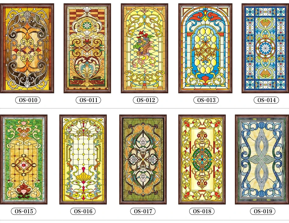 size electrostatic frosted stained glass window film church foil door stickers PVC window stickers