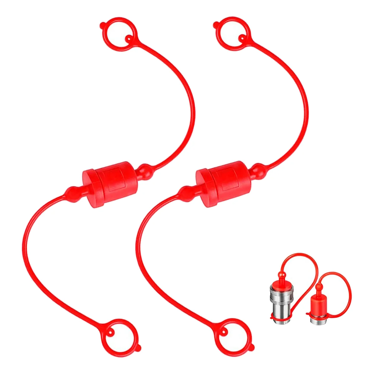 

-A 3/4 Hydraulic Quick Coupler Male Dust Cap and Female Plug Cover, Fits Hydraulic Quick Disconnects Coupler